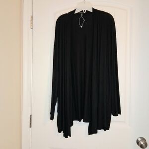 Eileen Fisher Jersey Knit Open Front Cardigan Plus 2X Black Minimalist Like New